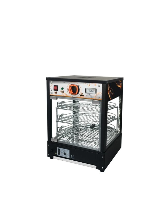 Curved Glass Commercial Hot Food Pie Pizza Warmer Display Cabinet