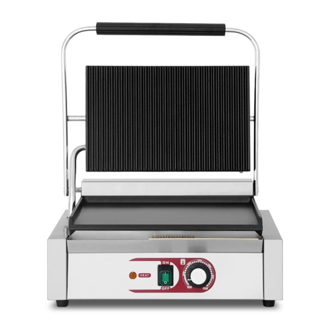 Top-Notch Panini Pleasures Single Large Grill with Grooved Top and Flat Bottom