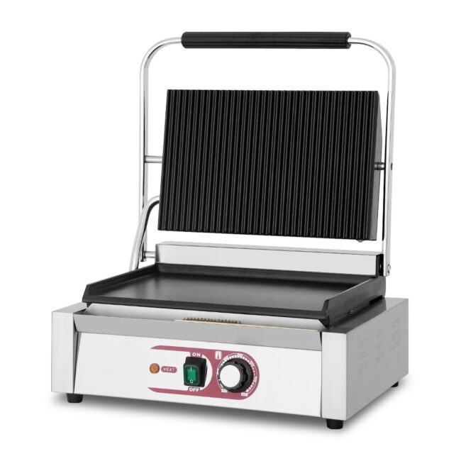 Top-Notch Panini Pleasures Single Large Grill with Grooved Top and Flat Bottom