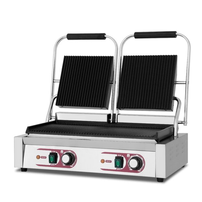 Panini Griddle 2 Plates Top Grooved & Bottom Grooved